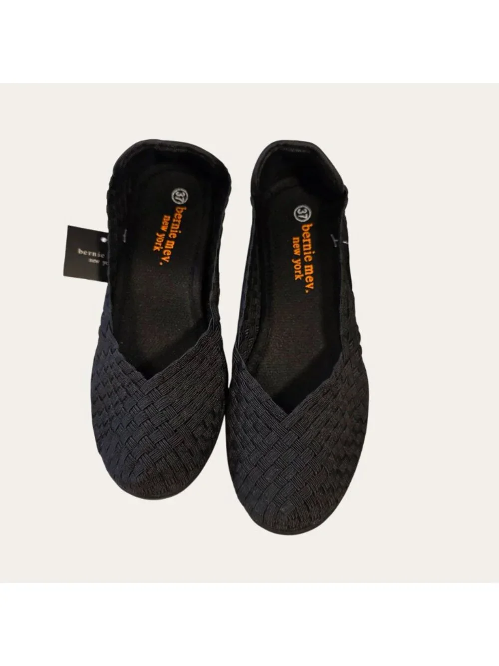 Bernie Mev Catwalk Ladies Black Size 37EU/6.5-7US NIB Woven Flat Ballet Slip On - Picture 2 of 7